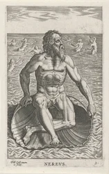Zeegod Nereus Never (tittel på objekt) Rivier- en zeegoden (serietittel) Elegante portretter av de marine halvgudene og sjøløvene (serietittel)
