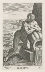 Zeegod Protheus Prothevs (tittel på objekt) Rivier- en zeegoden (serietittel) Elegante portretter av de marine halvgudene og Amnicus-selene (serietittel)
