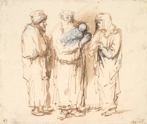 Scrooge med det lille Kristusbarnet, Anna og en tredje figur