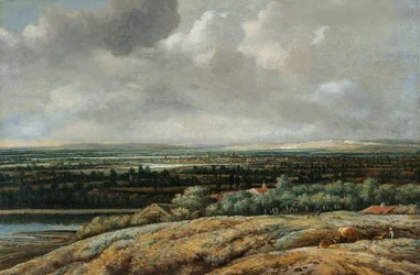 Panoramautsikt over landskapet med en by i bakgrunnen