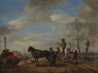 En mann og en kvinne til hest, ca. 1653-54