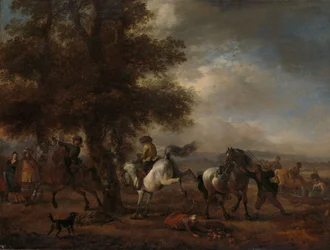 Den bukkende grå, ca. 1660–1665 (olje på panel)