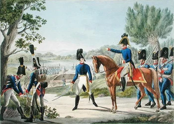 De nye keiserlige kongelige østerrikske Pontonniers etter Napoleonskrigene, ca. 1820 (litho-farge)