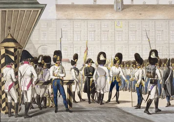 De nye keiserlige kongelige østerrikske grenaderene etter Napoleonskrigene, ca. 1820
