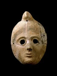 Fønikisk kunst: terrakotta kvinnes maske. Fra Puerto de la Tierra. 4. - 3. århundre f.Kr. Cadiz Museo de Cadiz Spania