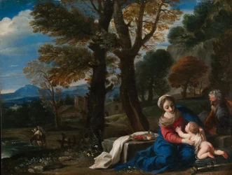 The Rest on the Flight into Egypt, ca. 1645 (olje på kobber)