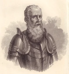 Portrett av den italienske militærlederen Ezzelino III da Romano eller Ecelino da Romano (1194-1259)