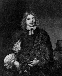 Portrett av Lucius Cary, 2. Viscount Falkland (ca. 1610-1643), engelsk forfatter, politiker og soldat som var utenriksminister fra 1642 til 1643, gravering