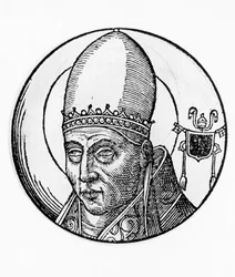 Portrett av Saint Innocent I (død 417), 40. pave av den katolske kirke fra 401, gravering