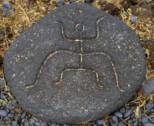 Steingravering, Puako Petroglyph Archaeological District, Island of Hawaii, USA