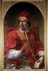 Portrett av Clement XI (1649 - 1721) av Pier Leone Ghezzi. Museum i Roma. Roma