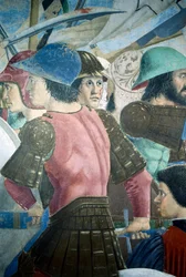 Detalj fra The Legend of the True Cross som viser slaget ved Heraclius I av Byzantium mot Chosroes II, av Piero della Francesca