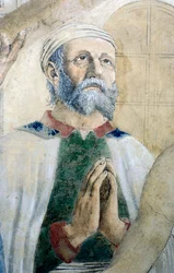 Detalj fra The Legend of the True Cross som viser oppdagelse og verifisering av True Cross, av Piero della Francesca