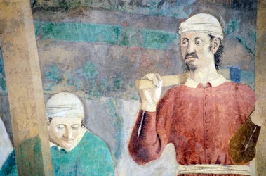 Detalj fra The Legend of the True Cross som viser oppdagelse og verifisering av True Cross, av Piero della Francesca