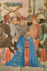 Slaget ved Herakleios og Khosroes, detalj fra Historiene om det sanne korset: henrettelsen av kong Khosroes (freske)