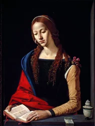 Maria Magdalena. Maleri av Piero di Cosimo (1461/2-1521). 1485-1490. Mål: 72 x 53 cm. Palazzo Barberini, Galleria Nazionale d