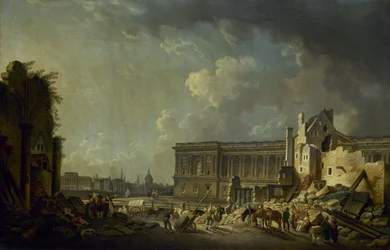 Rydding av søylegangen i Louvre, ca. 1756 (olje)