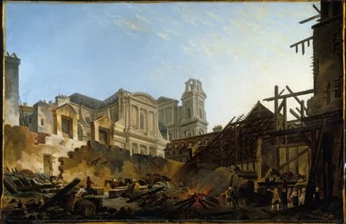 Saint-Germain-messen etter brannen natten til 16.–17. mars 1762, ca. 1762 (oljemaleri)