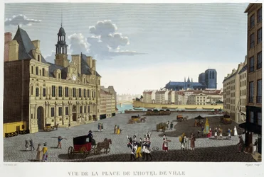 Rådhusplassen, rundt 1820 - i "" Views of Paris" av Courvoisier