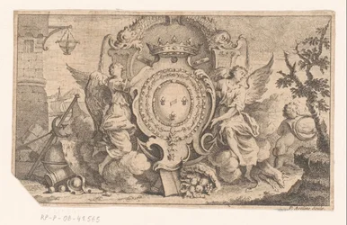 Allegorisk representasjon med våpenskjoldet til den franske kronen