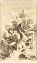 To tritoner og en svane, i eller etter 1736.