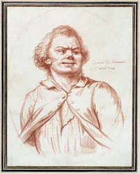 Fransk revolusjon: "" portrett av Georges Jacques Danton (1759-1794) fører til pine" Tegning a la sanguine tilskrevet Pierre Wille (1748-1821)