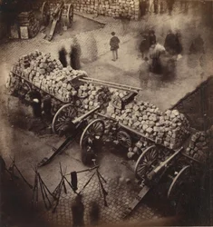 Barrikader av kommunen, 71. april. Hjørne av Place Hotel de Ville & Rue de Rivoli, 1871.