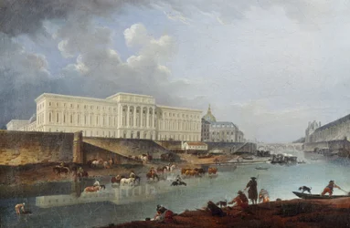 Hôtel de la Monnaie, Quai de Conti og Seinen, sett fra Pointe de la Cité, 1777.