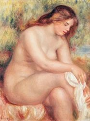 Badende kvinne som tørker seg, ca. 1910