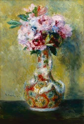 ""Bukett med blomster i en japansk vase"" (japonisme) Maleri av Pierre Auguste Renoir (1841-1919) 1878 Indianapolis Museum of Art USA