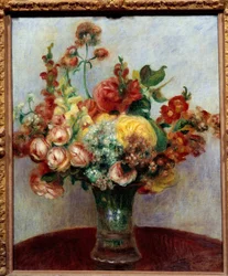 Blomster i en vase. Maleri av Pierre Auguste Renoir (1841-1919)
