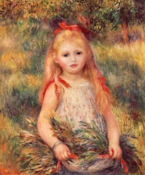 Pike med maisbunke av Pierre-Auguste Renoir (1841-1919), olje på lerret, 65x54 cm