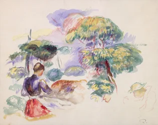 Landskap med en jente, ca. 1890.