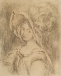 Mme Dieterle in a Hat, ca. 1896 (kull på papir)