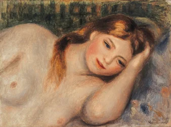 Naken, ung jente liggende som byste, 1905