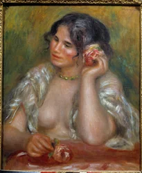 Portrett av Gabrielle med en rose (1878 - 1959). Maleri av Pierre Auguste Renoir (1841-1919)
