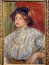 Portrett av Gabrielle au chapeau”” Gabrielle Renard (1879-1959) var sykepleieren til Jean Renoir (1894-1979), sønn av maleren. Maleri av Pierre Auguste Renoir (1841-1919)