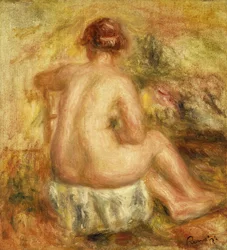 Sittende kvinnelig akt, sett bakfra, 1917