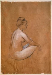 Sittende badegjester. Maleri av Pierre Auguste Renoir (Pierre-Auguste