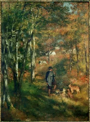 Maleren Lecoeur i skogene i Fontainebleau (olje på lerret)