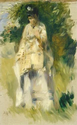 Kvinne som står ved et tre, 1866.