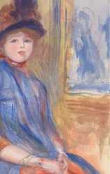 Ung jente i blå kjole, ca. 1890.
