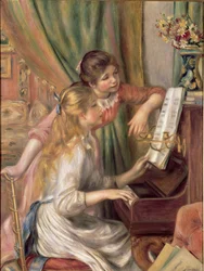 Unge jenter ved pianoet