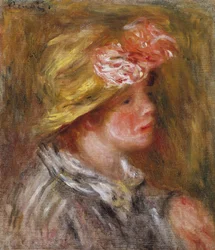 Ung kvinne i en blomsterhatt