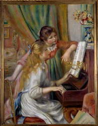 Unge jenter ved pianoet