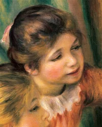 Unge jenter ved pianoet, detalj