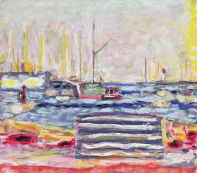 En havn i Normandie, ca. 1930 (gouache og wc på papir)