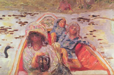 In the Boat, detalj av jentene, ca. 1907 (olje på lerret) (detalj av 91687)
