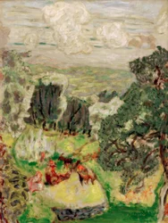 Olivenlunden; Landskap med geiter