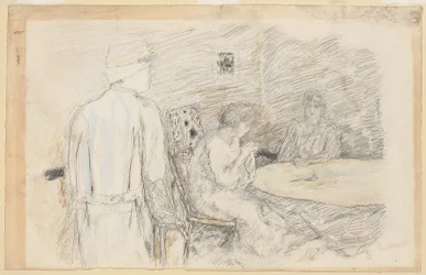 Permisjonsholderen (den sårede i familien hans) (w/c & blyant på papir)